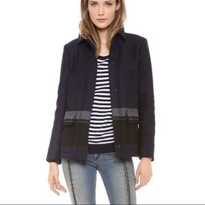 Women’s Rag & Bone Harrison Navy Tweed Moto Peacoat Small